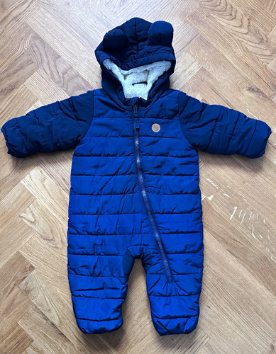 Blue hooded quilted padded - h&m,