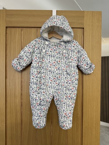 Baby floral snowsuit age - m&s,