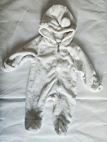 White fleece baby snowsuit 9 - baby,