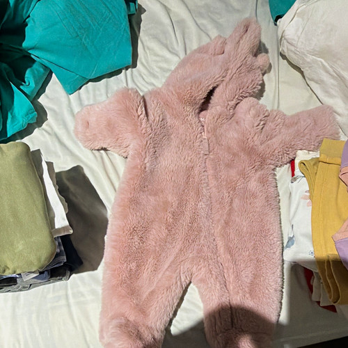 Pink faux fur hooded baby - pink,