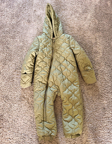 Green quilted hooded - green,