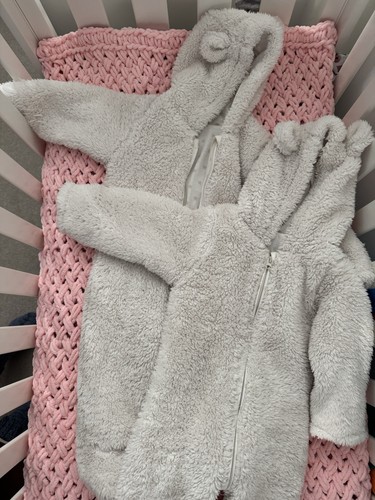 Twin baby snowsuits - snowsuits, cream