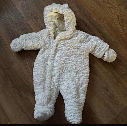 Mothercare white fleece hooded - white,