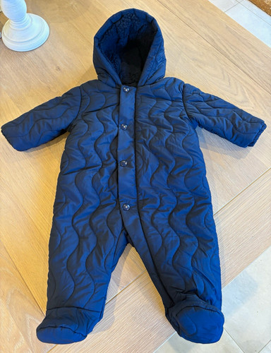 Navy quilted hooded padded - m&s,