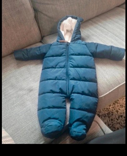 Blue quilted hooded - quilted, padded